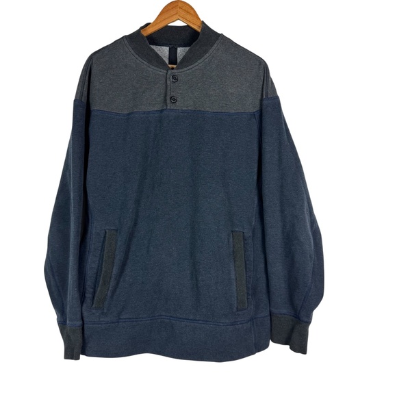 LULULEMON Revolve Henley Heavy Gray/Blue Pockets Heavy Sweater Men’s Size XL EUC - Picture 1 of 6